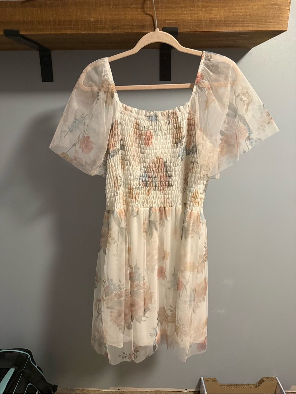 Baltic Born Cream Floral Smocked Mini Dress with Pastel Accents